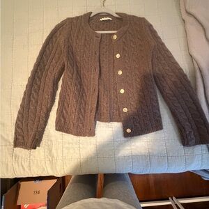 Abercrombie Classic Cable Knit Brown Cardigan Sweater